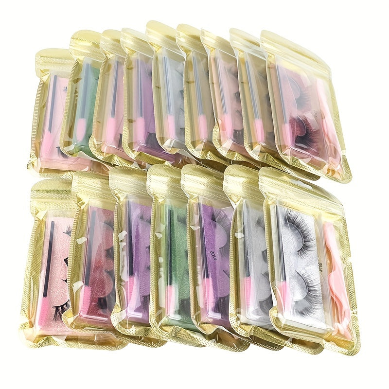 3D Fluffy Curly False Eyelashes Set with Tweezers and Brush