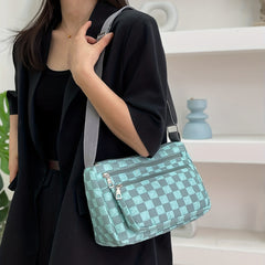 Checkerboard Crossbody Bag Nylon Shoulder Bag