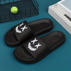 Men's Cartoon Smile Slip On Slides Soft Sole Slippers