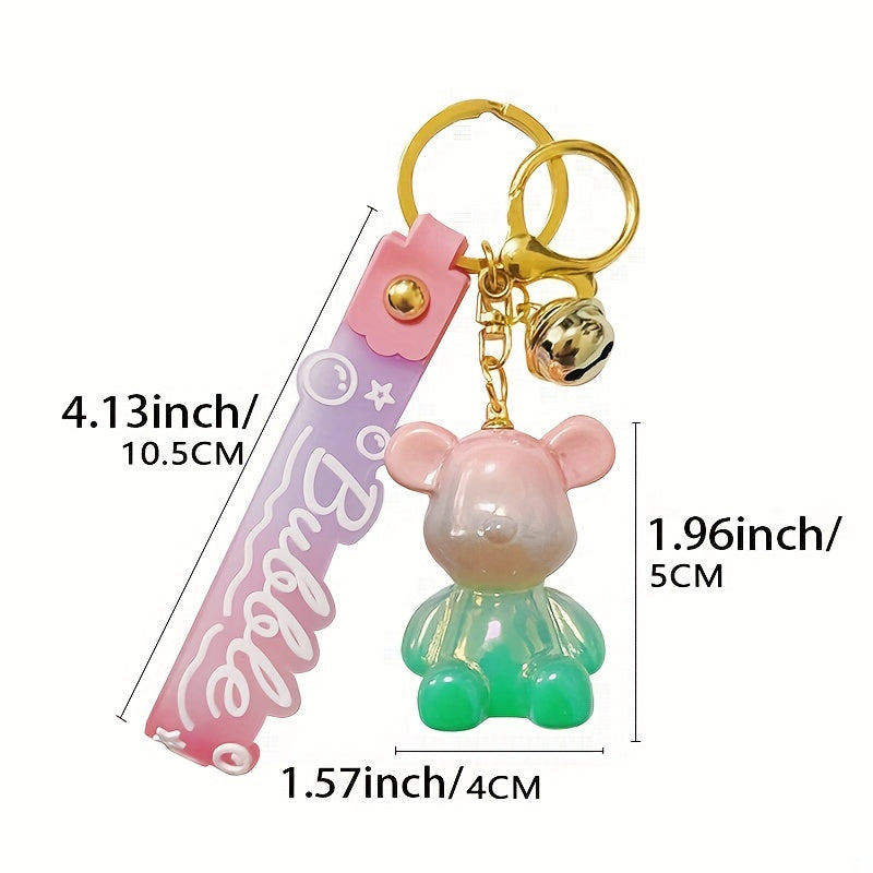 Cartoon Gradient Bear Keychain Bag Pendant Couples Gift