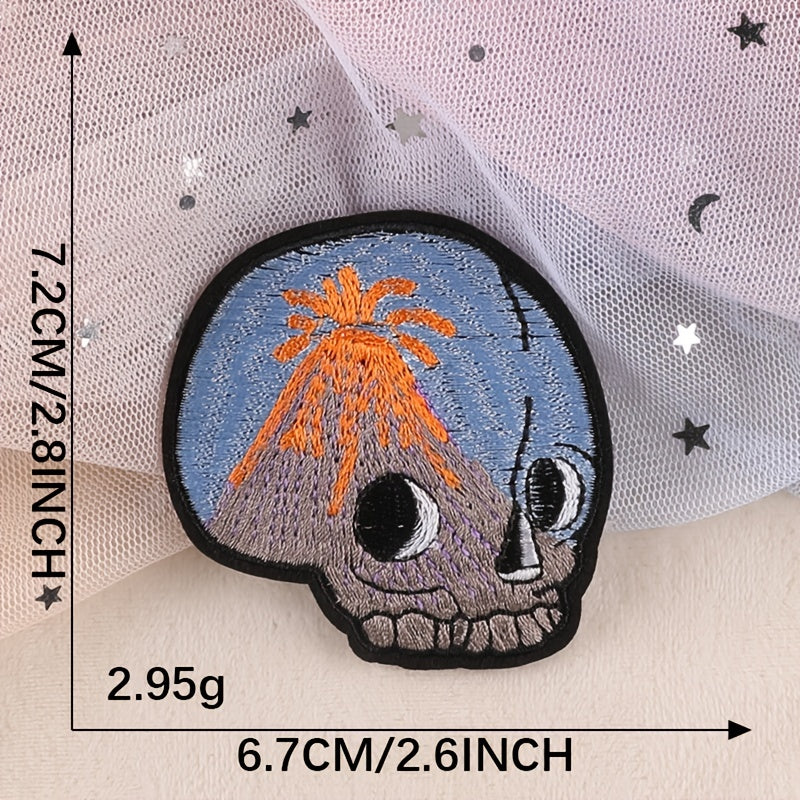 6pcs Cartoon Skull Head Embroidery Patches DIY Clothes Bag Accessories