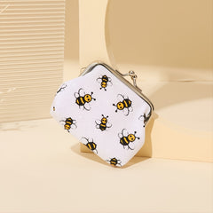 Bee Pattern Coin Purse, Kiss Lock Mini Wallet