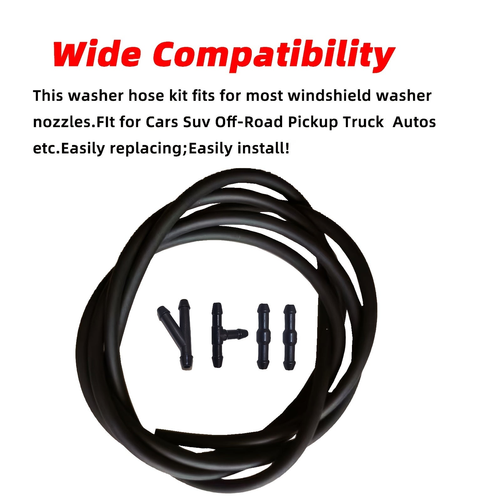Windshield Washer Hose Kit 2m Universal 4 Connectors Water Pump Nozzle Install