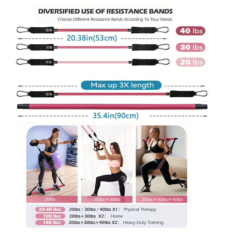 Portable Pilates Tensioner Kit with Latex Resistance Band