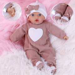 FUBCGS 16 European Style Reborn Doll Brown & Outfit with Heart