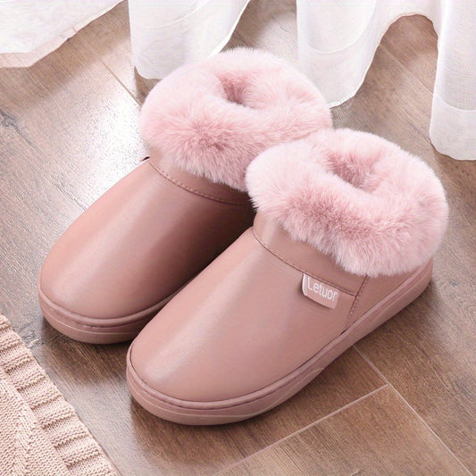 Women's Waterproof Plush Lined Slippers Warm Winter Home Shoes