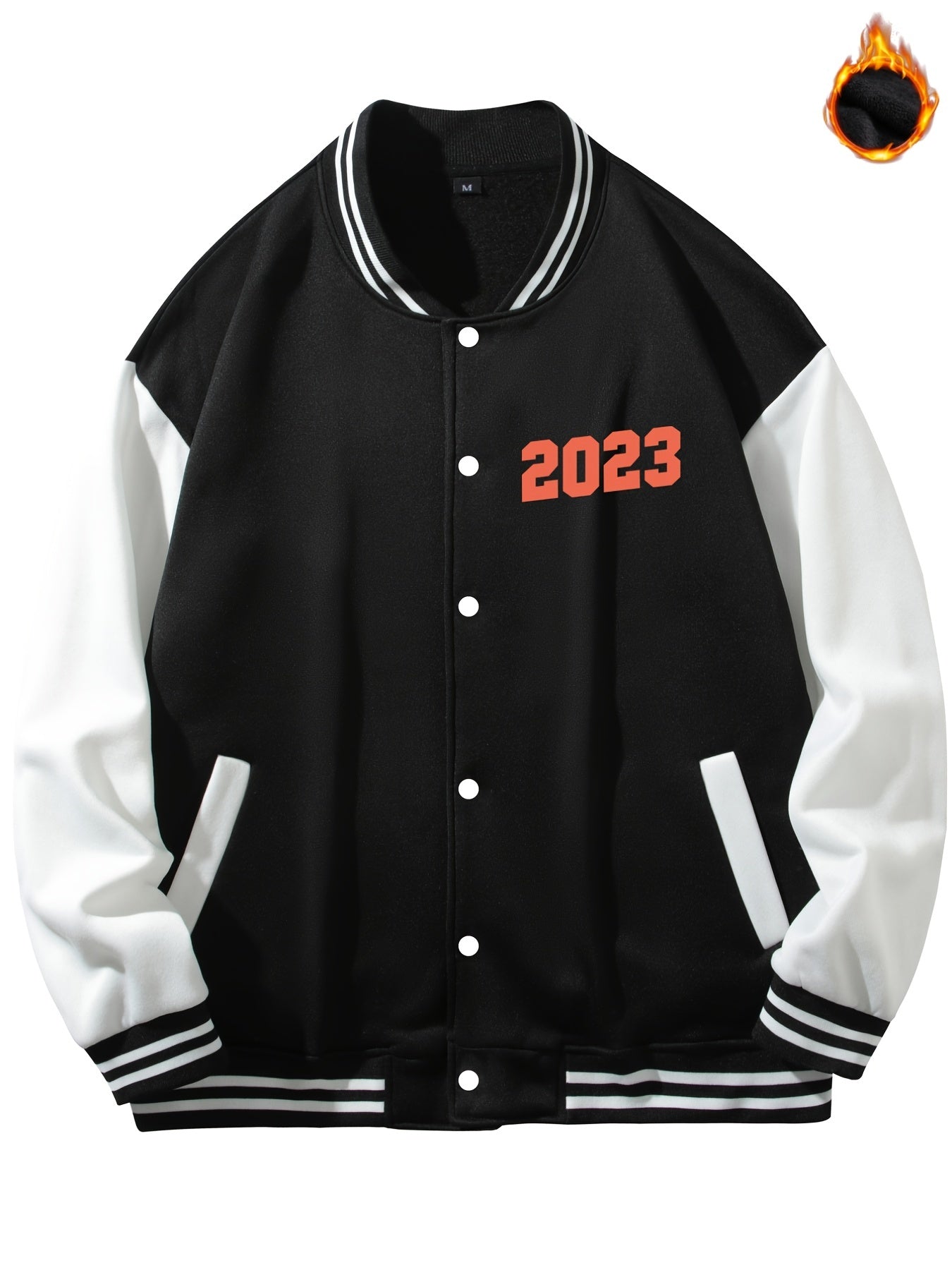 Graphic Print Men's Warm Baseball Jacket