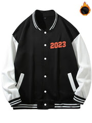 Graphic Print Men's Warm Baseball Jacket