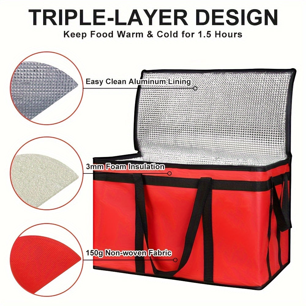 Red XXXL Insulated Reusable Tote Bag for Shopping Camping