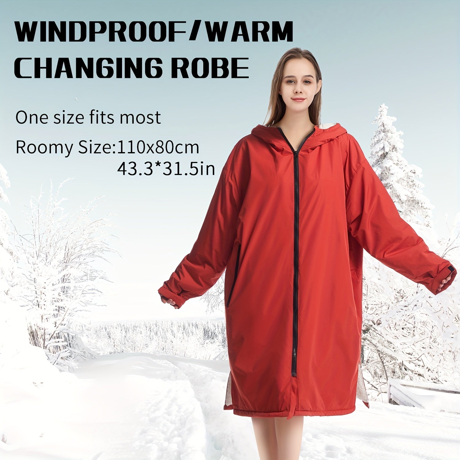 Warm Fleece Lined Hooded Robe for Water Sports