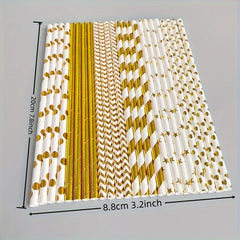 25pcs Random Party Straws Hot Stamped Paper Straws Decor
