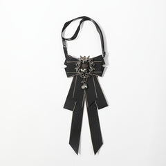 Layer Bow Tie Rhinestone Decor Necktie Womens Long Bowtie