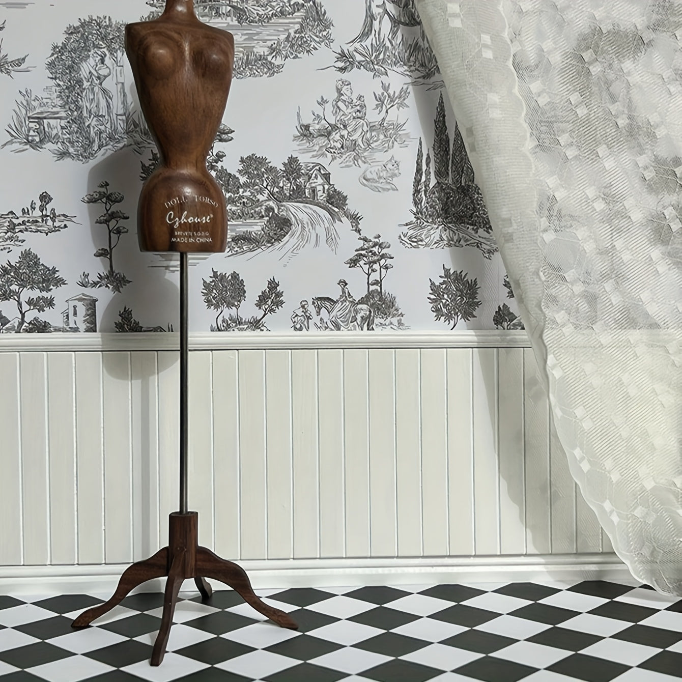 Self-Adhesive Dollhouse Wallpaper 1:6 1:12 Scale Stylish Patterns Festive Scenes
