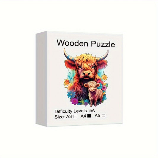 Cow Wooden Puzzle Unique Irregular Animal Shape Puzzles Wooden Toys