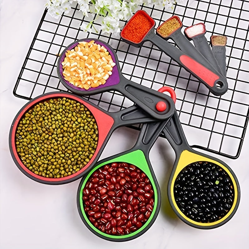 8pcs Folding Measuring Cups & Spoons Set for Coffee Milk Powder