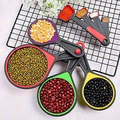 8pcs Folding Measuring Cups & Spoons Set for Coffee Milk Powder