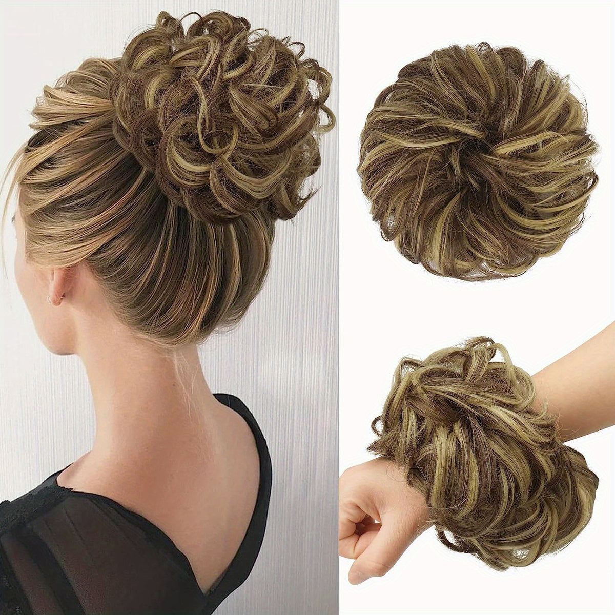 Messy Bun Scrunchies for Women Girls Synthetic Fiber Tousled Updo Hair Pieces