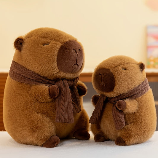 Capybara Plush Toy with Scarf Dark Brown