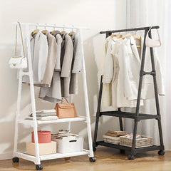 Thickened Steel Triangle Coat Rack with Wheels, Clothes Storage
