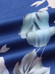  Floral Print Wide Leg Trousers Elastic Drawstring High Rise Pants