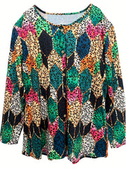 Women's Plus Size Leopard Print Cardigan