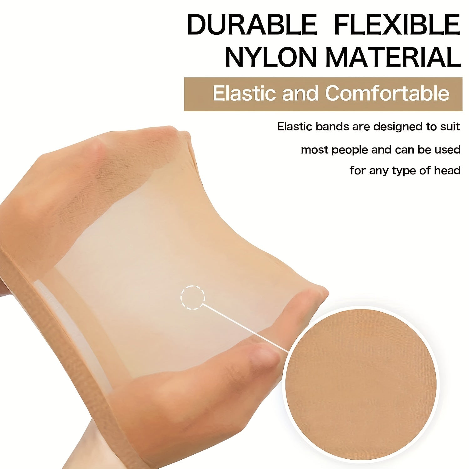 8PCS Stretchable Nylon Wig Caps & Elastic Bands Set for Women Nude Color