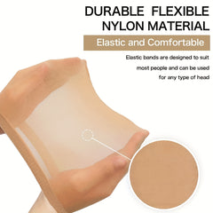 8PCS Stretchable Nylon Wig Caps & Elastic Bands Set for Women Nude Color