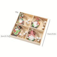 12pcs Christmas Painted Wooden Pendant Hanging Decor Room Decor