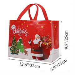 Christmas Cartoon Santa Snowman Non-woven Tote Bag