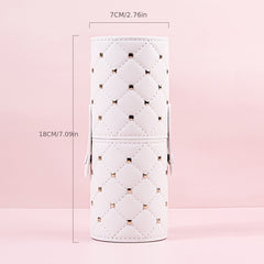 Rivets Studded Cosmetic Brush Travel Case Portable Makeup Brush Holder Cup