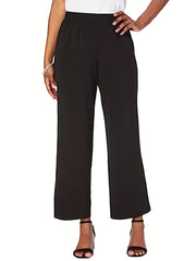  Solid High Rise Wide Leg Pants