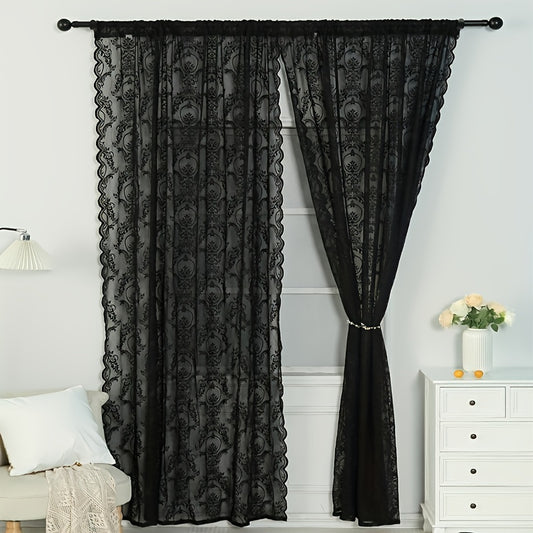 Lace Rod Pocket Curtain for Home Decor