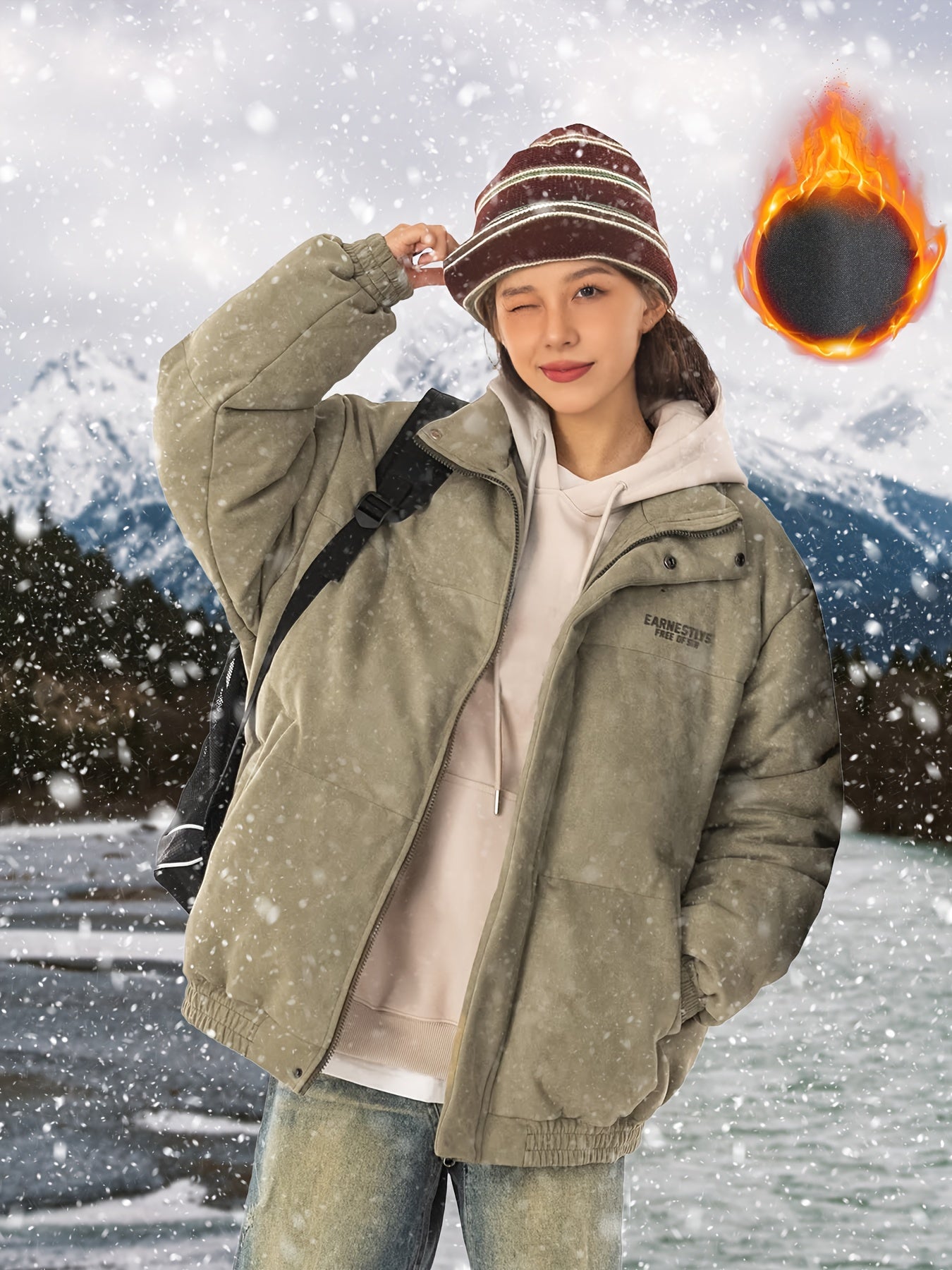 Women's Fleece Quilted Jacket for Winter Sports