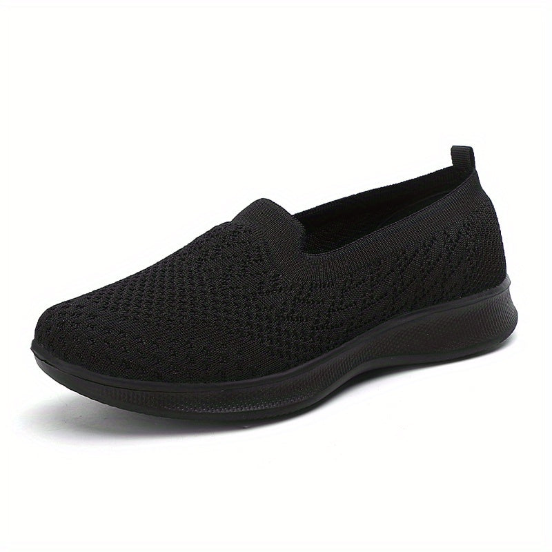 Women's Breathable Knit Flat Shoes Lightweight Low Top Slip On Shoes