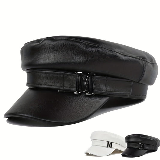 M Decor PU Beret Classic Solid Adjustable Newsboy Cap Captain Hat