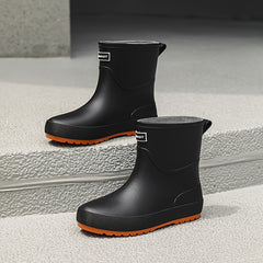 Women's Waterproof Non-slip Rain Boots Medium Tube Solid Color