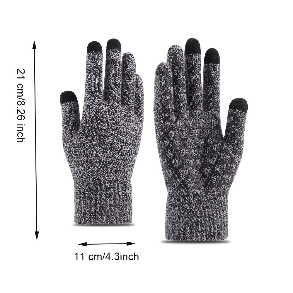 Men's Warm Knitted Gloves Velvet Non-slip Touch Screen Gloves
