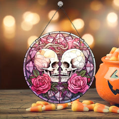 Halloween Acrylic Rose Couple Skull Window Decoration
