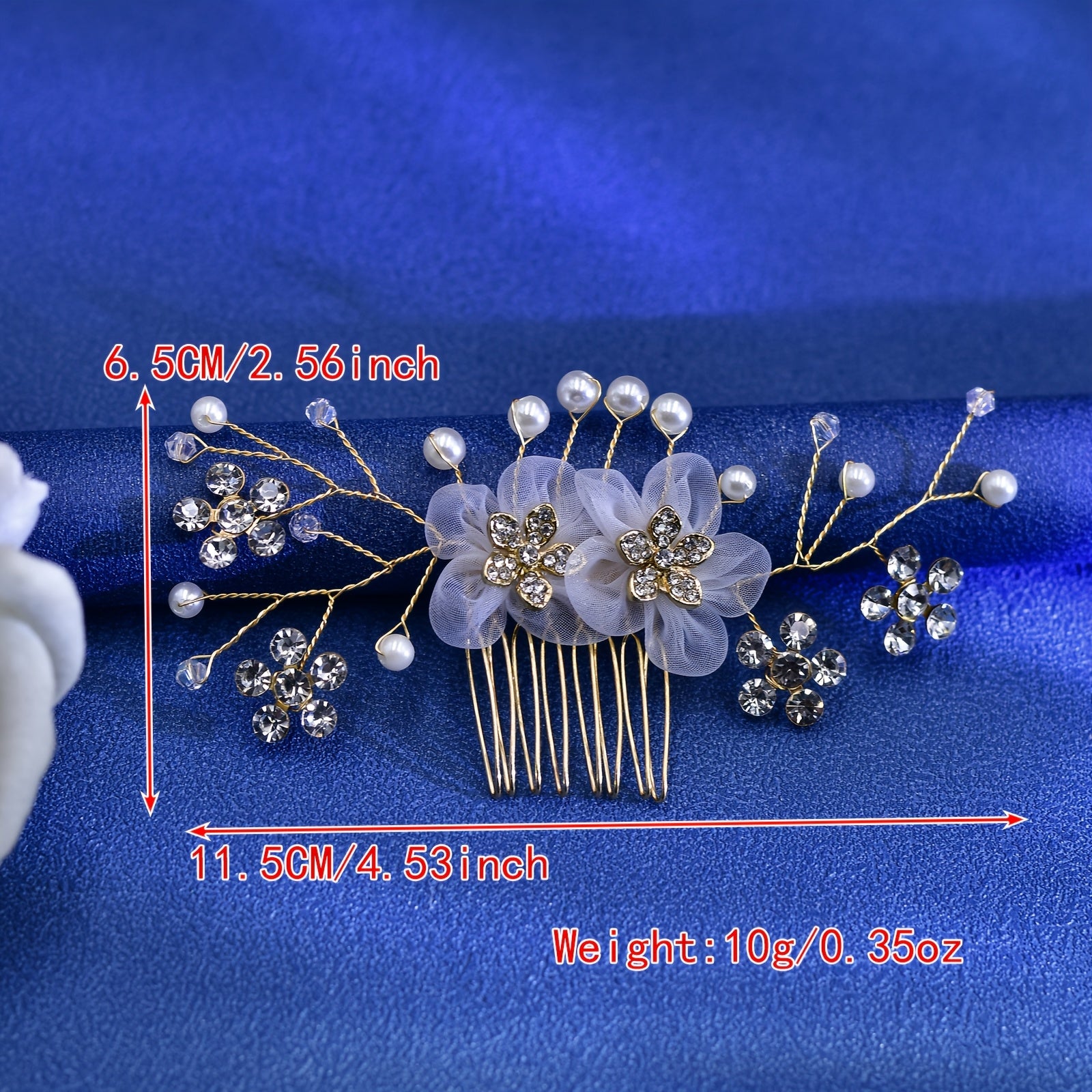 Vintage Style Bridal Hair Comb with Tulle Flowers