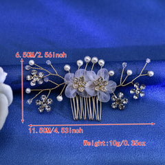 Vintage Style Bridal Hair Comb with Tulle Flowers