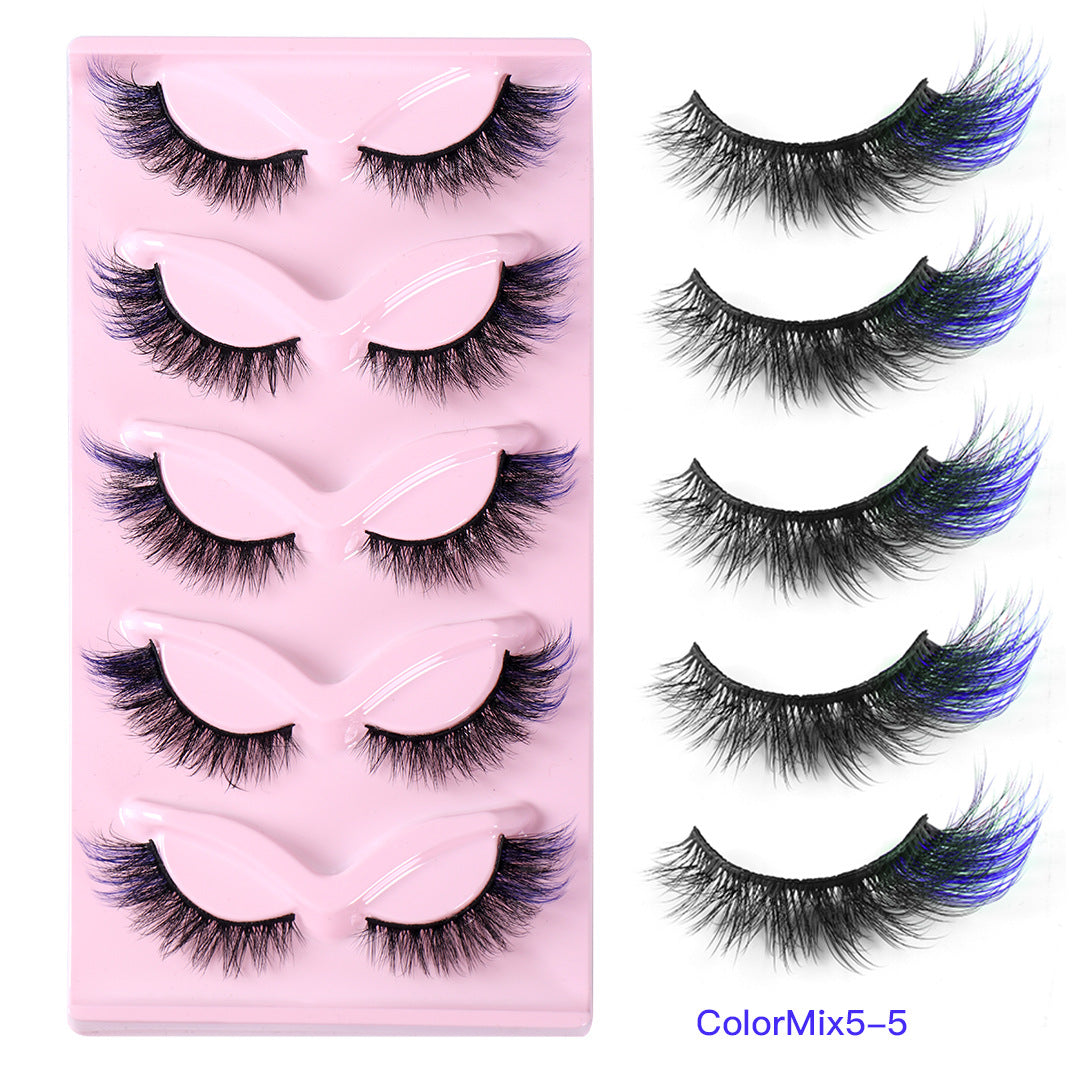 5 Pairs Colorful False Eyelashes High Faux Mink Fox Eye False Eyelashes