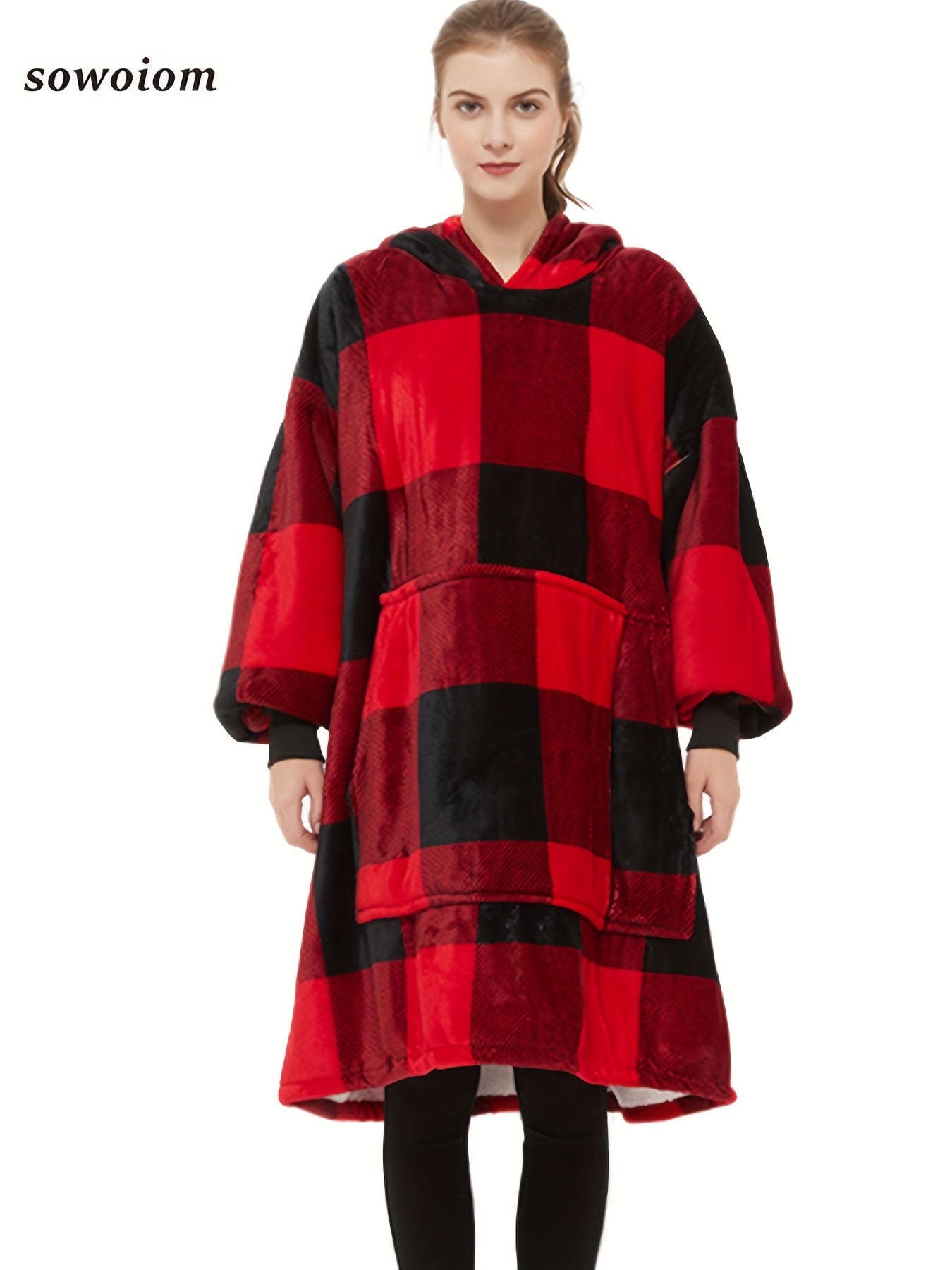  Leopard Print Hooded Fleece Nightgown