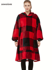  Leopard Print Hooded Fleece Nightgown