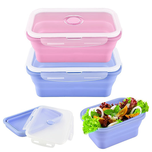 2pcs 800ml Silicone Collapsible Food Storage Containers With Lids BPA-Free
