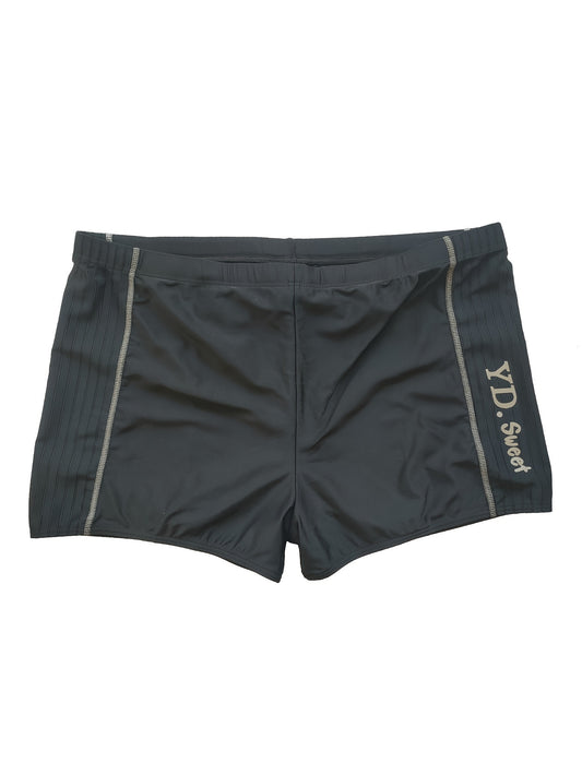 Men's Alphabet Pattern Boxer Swim Trunks High Stretch Swimwear