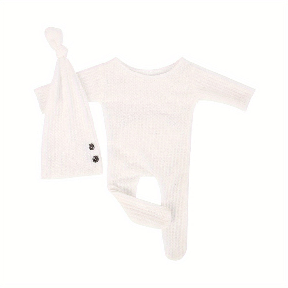 Newborn Photography Knitted Jumpsuit With Long Tail Hat