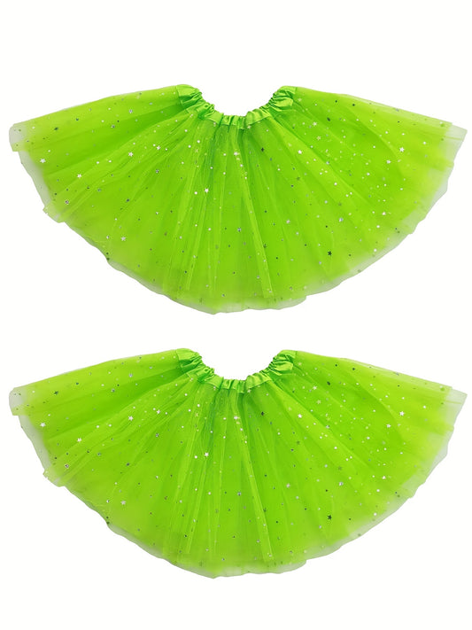 Girls Sequin Stars Tutu Skirt For Birthday Ballet Dance Princess Costume
