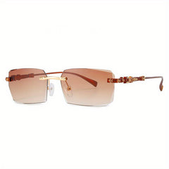 Men's Rimless Rectangle Sunglasses UV Resistant Casual Sunglasses