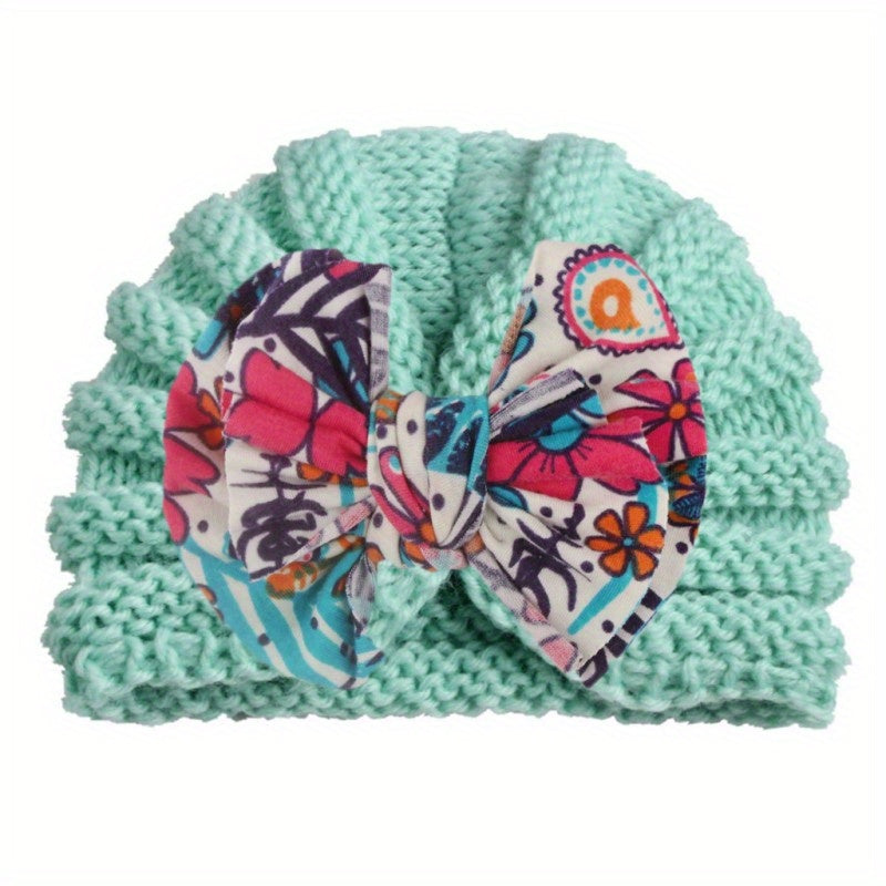 Colorful Turban Headwarp Soft Comfortable Bow Hat for Newborns