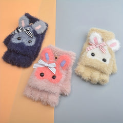 Kids Waterproof Half-finger Warm Gloves 6-15 Years